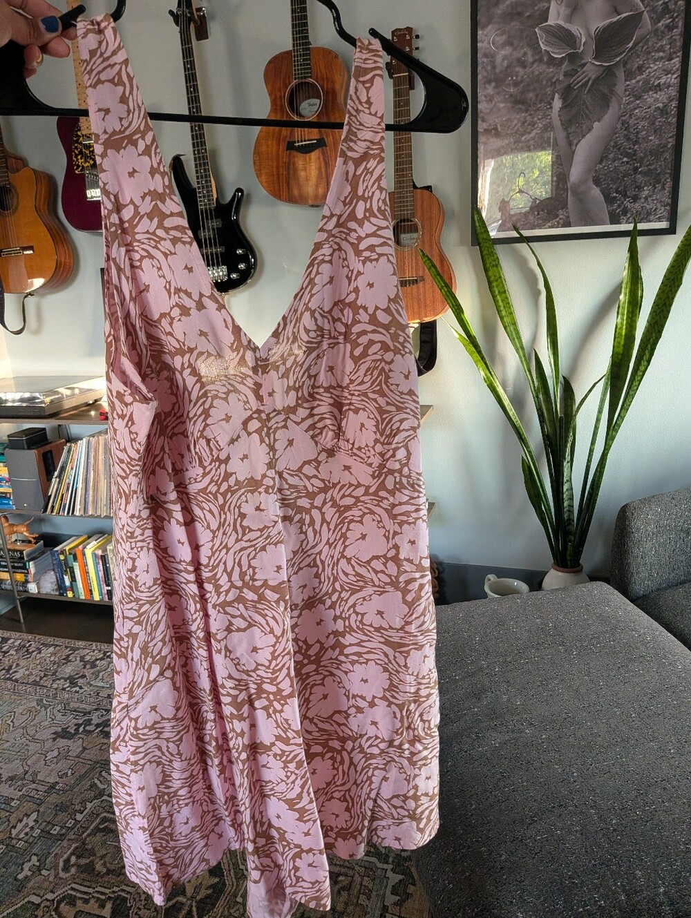 RVCA Pink and Brown Floral Slip Dress